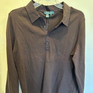 Vintage Lauren Brown 1/2 Button-Up Long Sleeve Collared Shirt Size XL